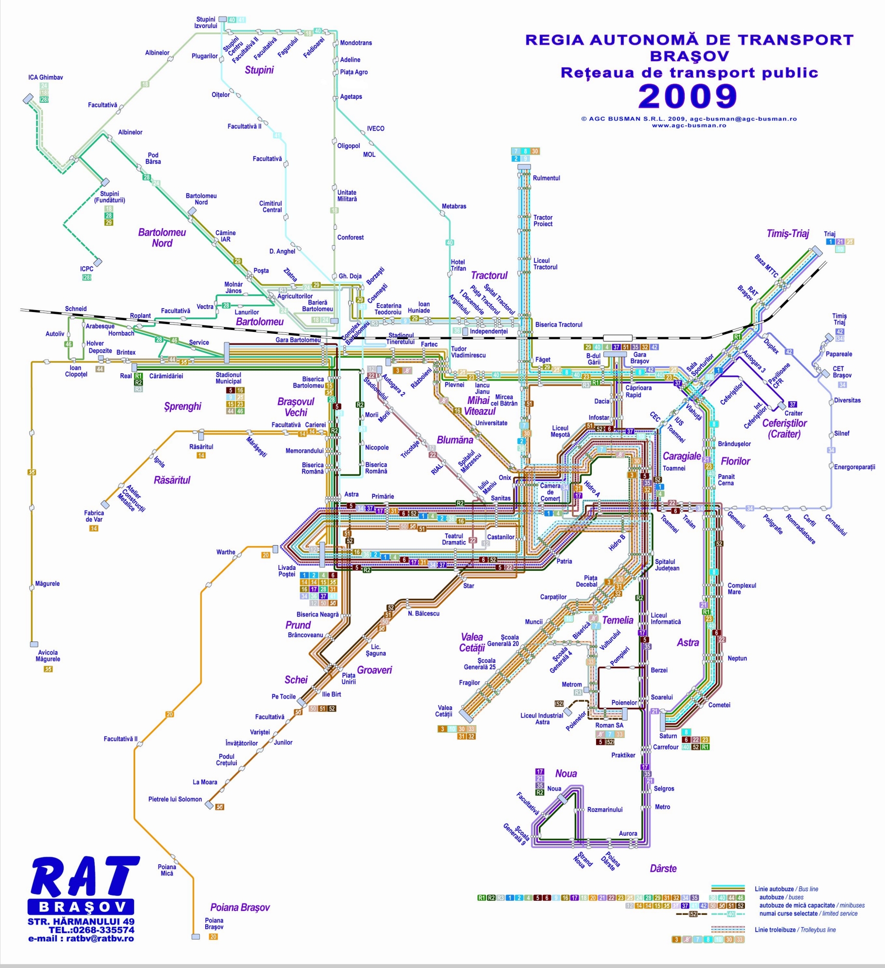 Harta trasee regia de transport Brasov | Harta RATBV